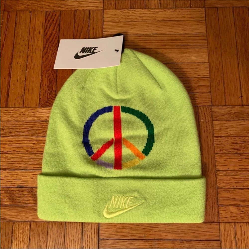 Nike Lab x Olivia Kim Cyber green sold out cuffed Peace embroidered beanie